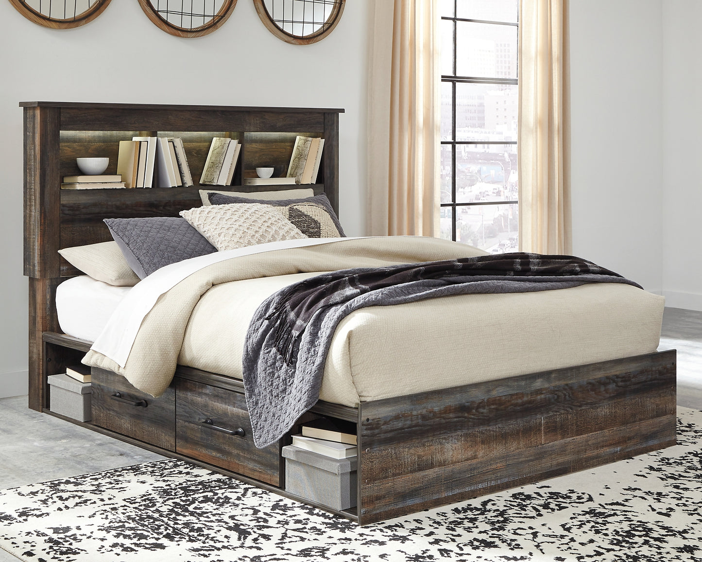 Drystan Bookcase Bed With 4 Storage Drawers
