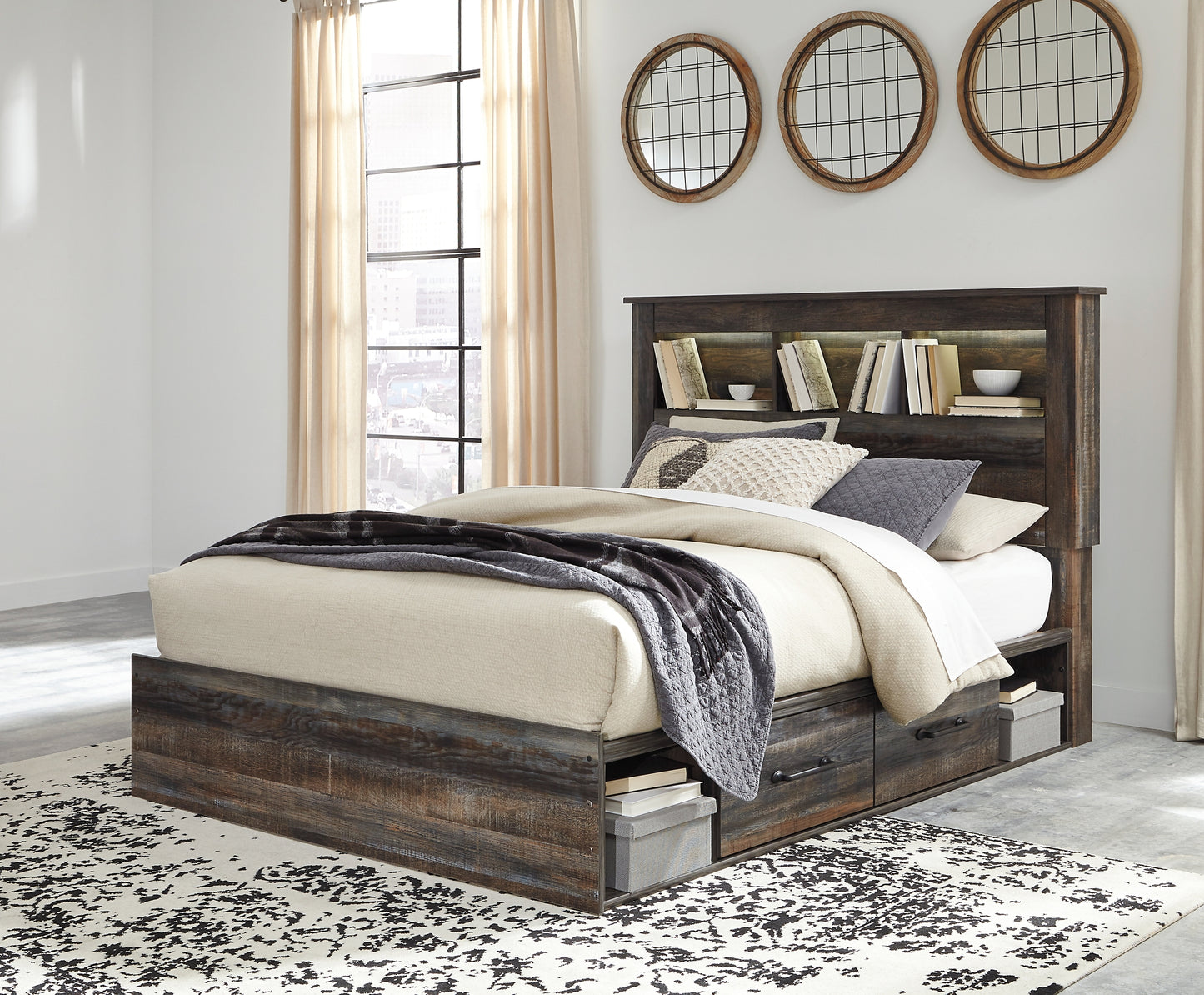 Drystan Bookcase Bed With 4 Storage Drawers