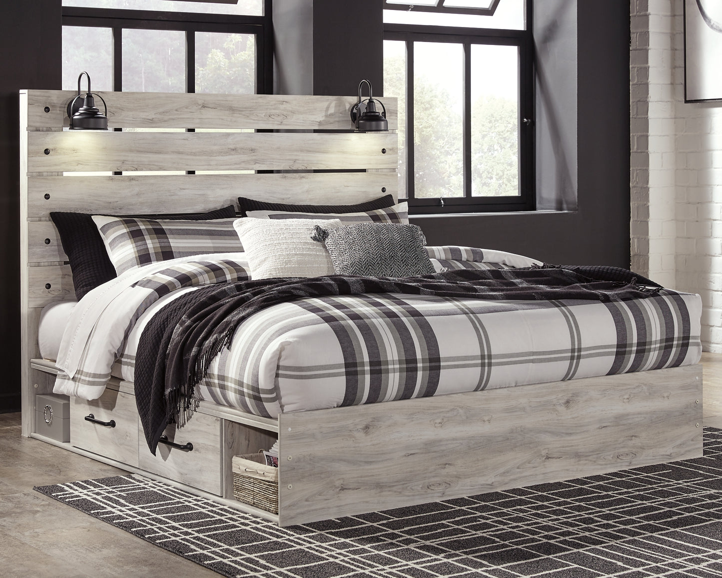 Cambeck Panel Bed With 4 Storage Drawers