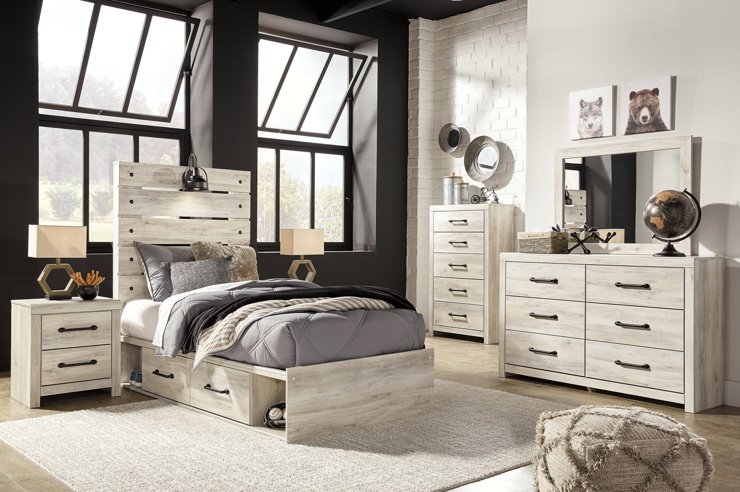 Cambeck Panel Bed With 4 Storage Drawers