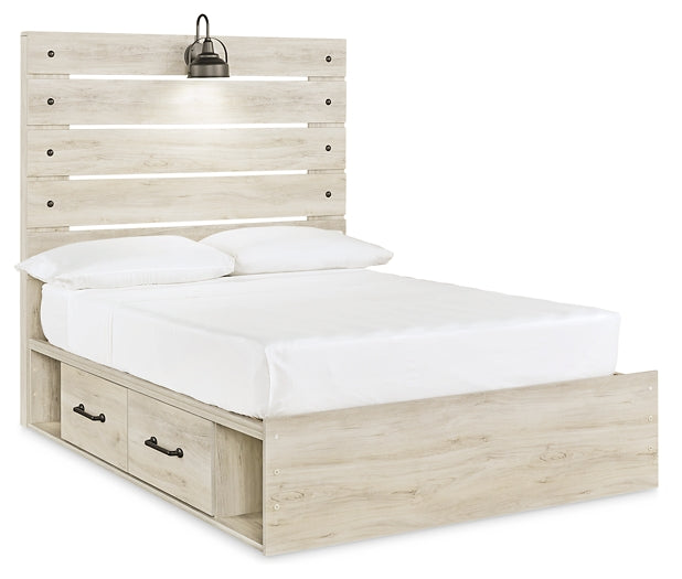 Cambeck Panel Bed With 2 Storage Drawers With Mirrored Dresser And Chest