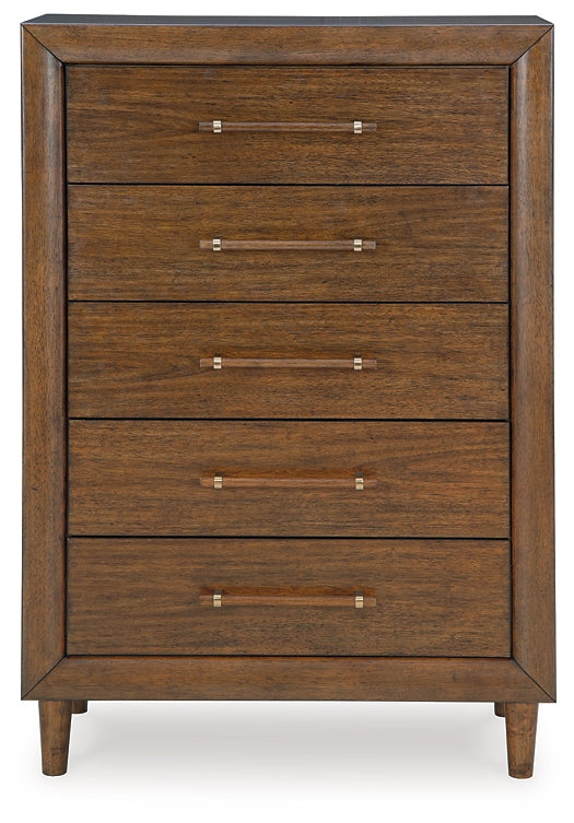 Lyncott California King Upholstered Bed with Mirrored Dresser, Chest and 2 Nightstands
