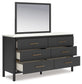 Cadmori Full Upholstered Panel Bed with Mirrored Dresser and 2 Nightstands