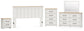Linnocreek King Panel Headboard with Mirrored Dresser, Chest and Nightstand
