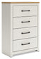 Linnocreek Full Panel Headboard with Mirrored Dresser and Chest