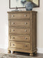Feddinger Queen Panel Bed with Mirrored Dresser, Chest and Nightstand