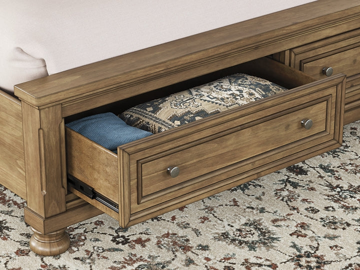 Feddinger King Storage Sleigh Bed with Mirrored Dresser