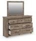Rusticott Queen Panel Bed with Mirrored Dresser