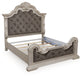 Bruchandi King Upholstered Panel Bed with Mirrored Dresser