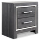 Lodanna King Panel Bed with 2 Storage Drawers, Dresser, Mirror and Nightstand