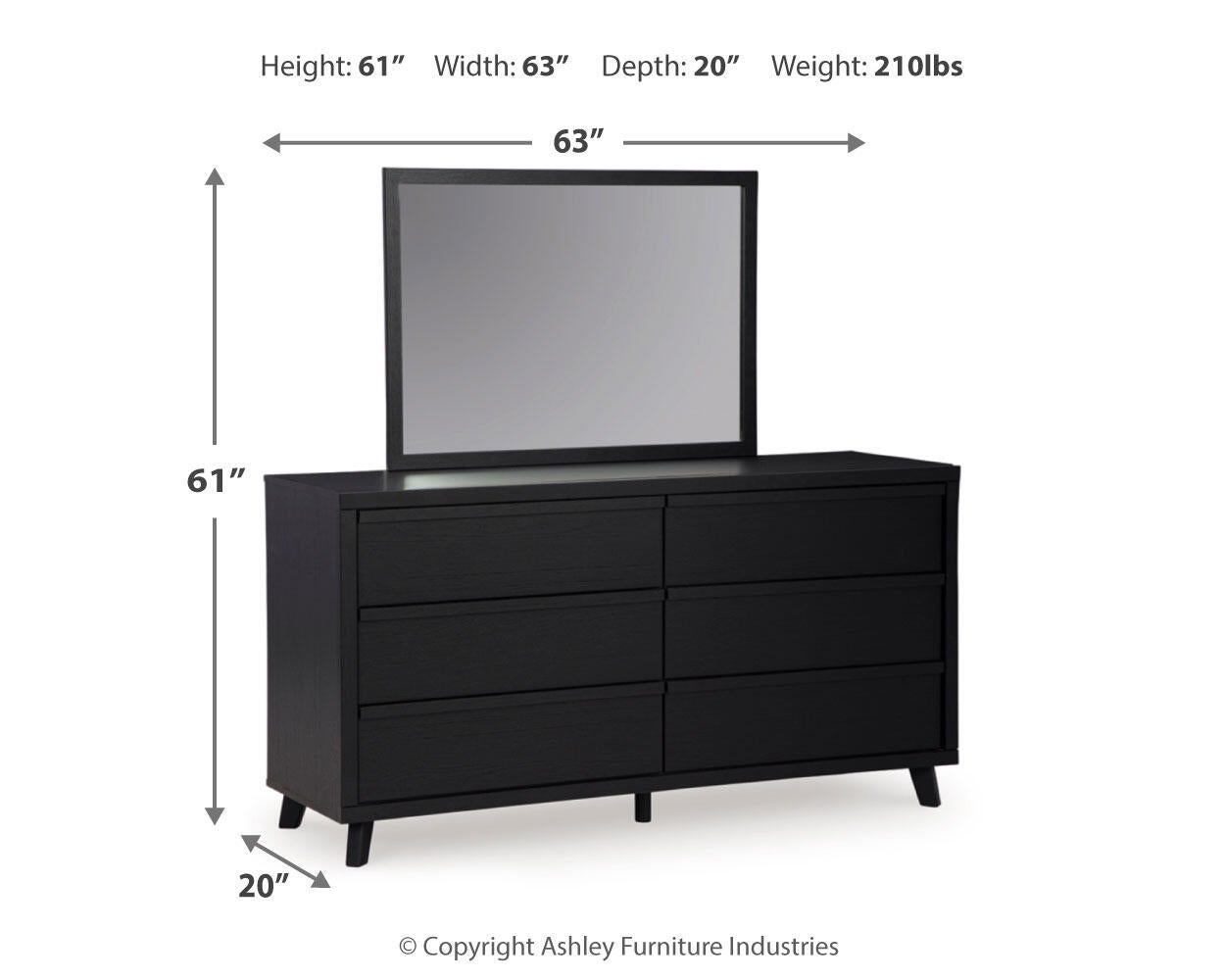 Danziar Queen Panel Headboard, Dresser and Mirror