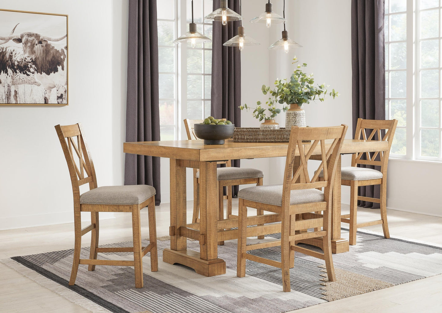 Havonplane Counter Height Dining Table and 4 Barstools