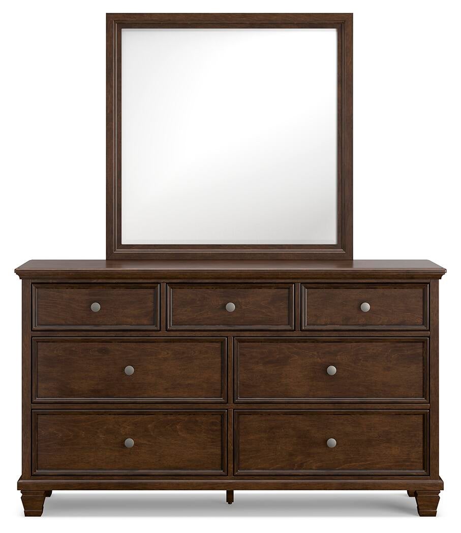 Danabrin King Panel Bed with Mirrored Dresser