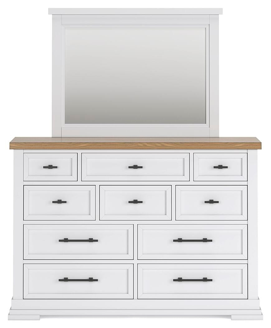 Ashbryn Queen Panel Storage Bed, Dresser, Mirror and Nightstand