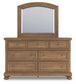 Vandenmore California King Storage Sleigh Bed with Mirrored Dresser and Nightstand