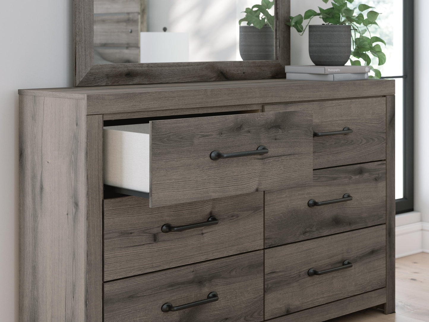 Urbanoore Full Panel Bed, Dresser, Mirror and Nightstand