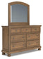 Vandenmore King Storage Sleigh Bed with Mirrored Dresser, Chest and Nightstand