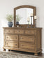 Vandenmore King Storage Sleigh Bed with Mirrored Dresser, Chest and Nightstand