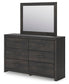 Delmorta Full Panel Storage Bed, Dresser, Mirror, Chest and Nightstand