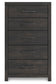 Delmorta Full Panel Storage Bed, Dresser, Mirror, Chest and Nightstand