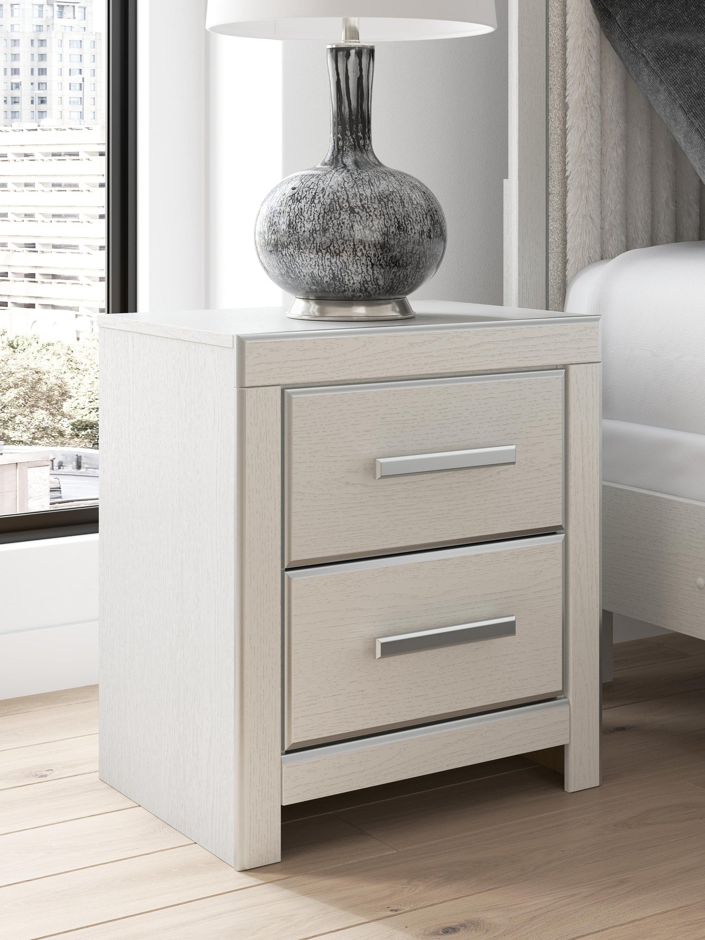 Zuraleus King Upholstered Panel Platform Storage Bed, Dresser, Mirror and Nightstand