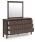 Cadmori Queen Upholstered Panel Bed, Dresser, Mirror, Chest and Nightstand