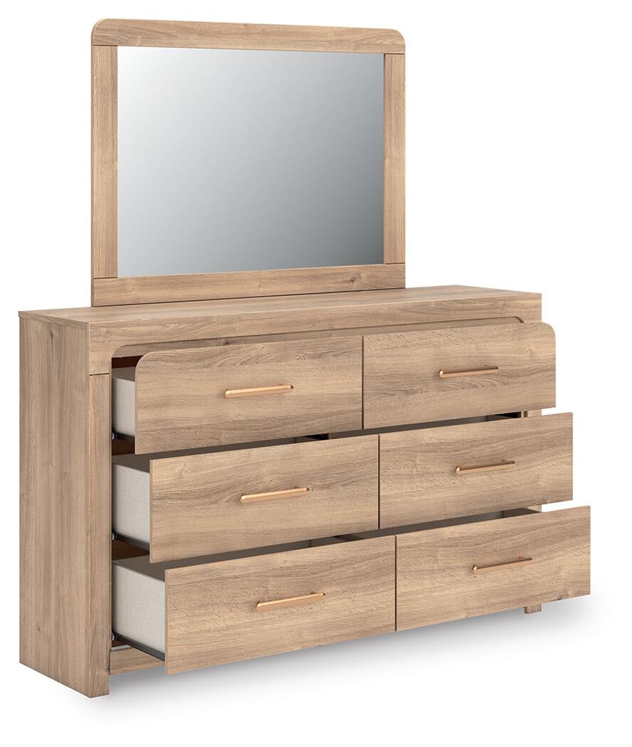 Hollymount King Upholstered Platform Bed, Dresser and Mirror