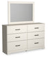 Stelsie Twin Panel Bed with Mirrored Dresser and Chest